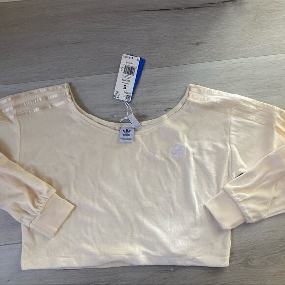 Adidas VELOUR SWEATER BLAMER S NWT CREAM - Picture 7 of 11